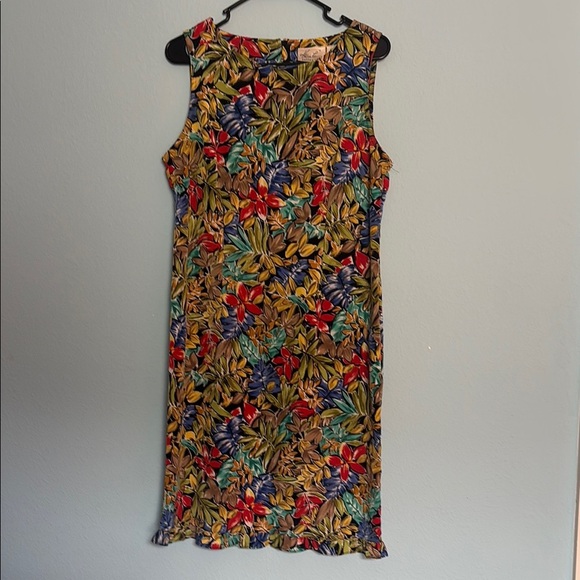 “Vintage Kathie Lee Dress Leaf Print 90s Summer Tropical Resort” - Picture 1 of 7